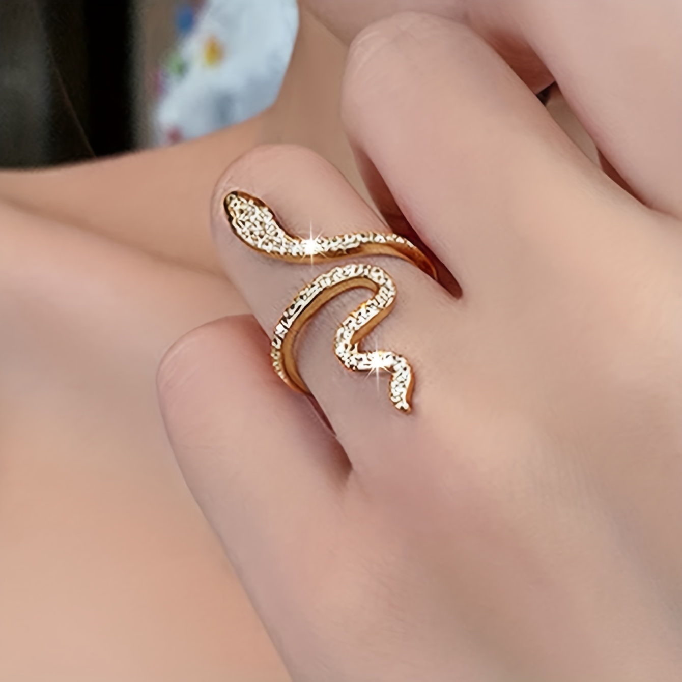 Minimalist Snake Shaped Ring with Unique Open for Women